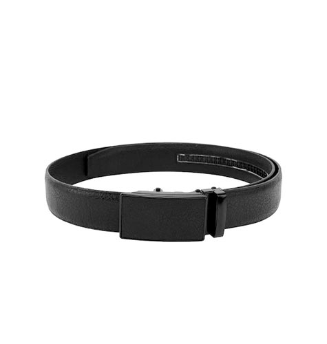 Men Black Solid Leather Belt